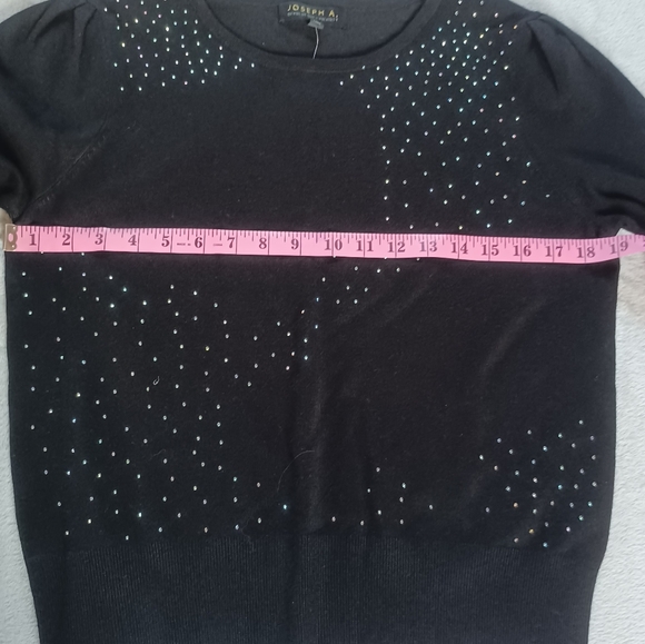 JOSEPH  A. Bkack With Rhinestone Accent Sweater Medium Long Sleeve  NEW - Picture 5 of 7